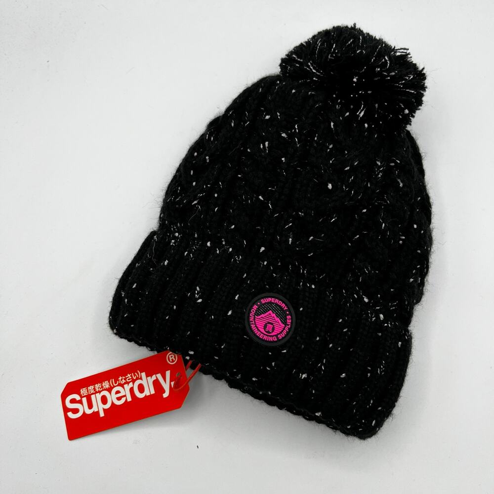 Super Dry NWT Knit Sherpa‎ Lined Pom Beanie